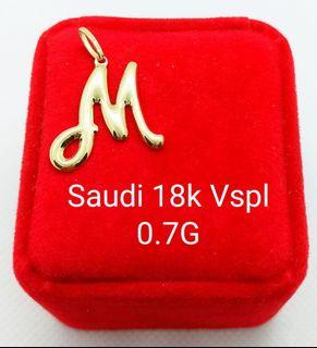 18K Saudi Gold Letter M Pendant