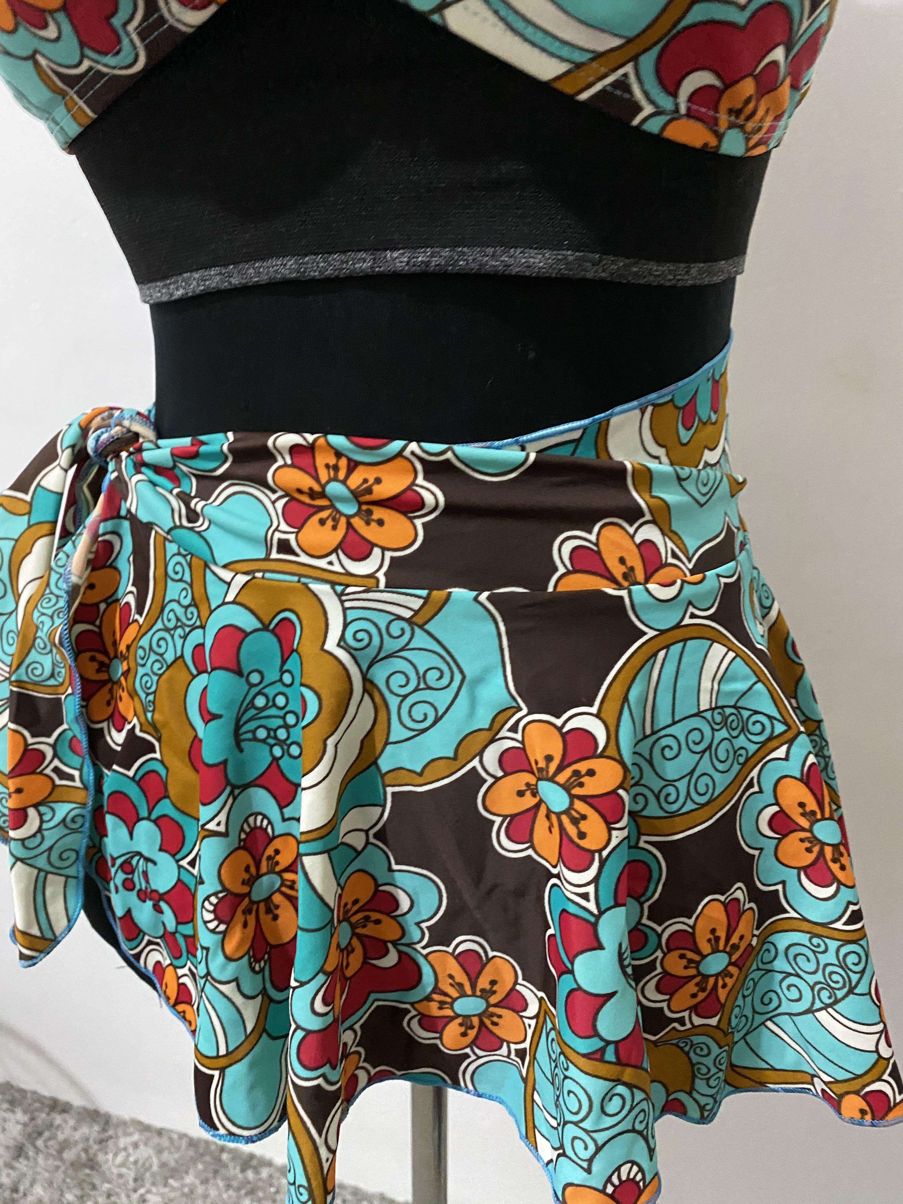 Tropical Bloom 3-Piece Swim Set – Bikini + Mesh Cover-Up Skirt main image 1