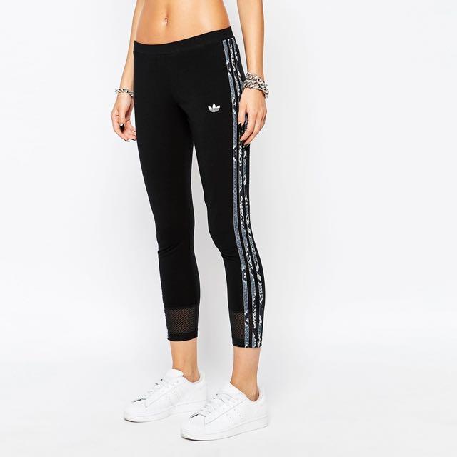 Adidas Originals LA Snake Print Stripe Leggings Women s Fashion