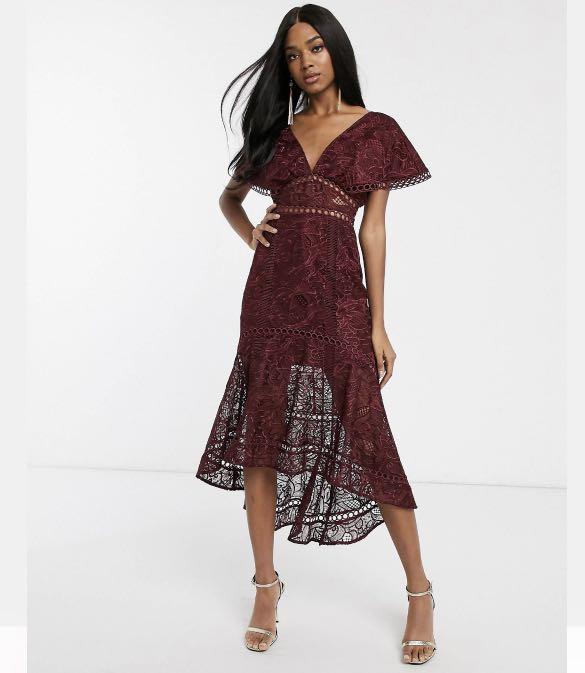 ASOS Design Burgundy dress Women s Fashion Dresses Sets Dresses on Carousell