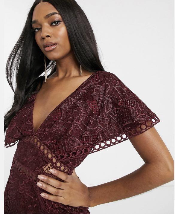 Asos burgundy lace dress shop