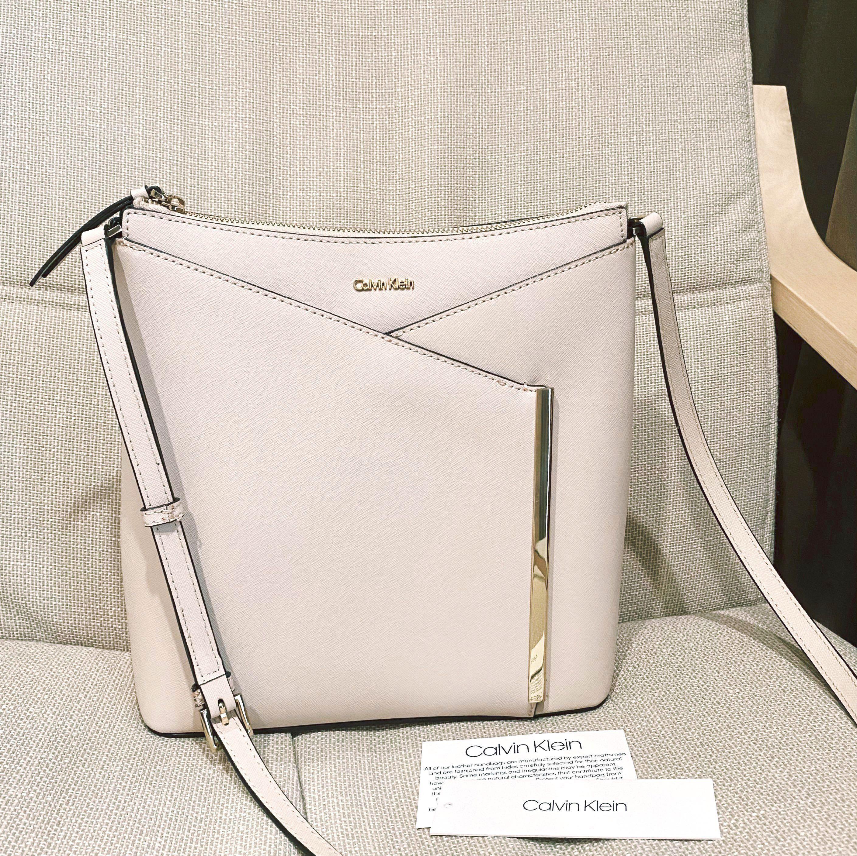 Calvin Klein Mara Saffiano Leather Crossbody Bag in Blush Pink