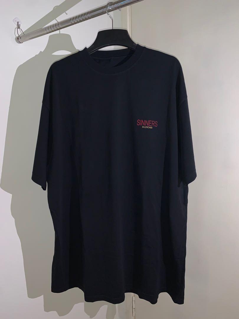 Balenciaga Sinners Black T shirt Men s Fashion Tops Sets