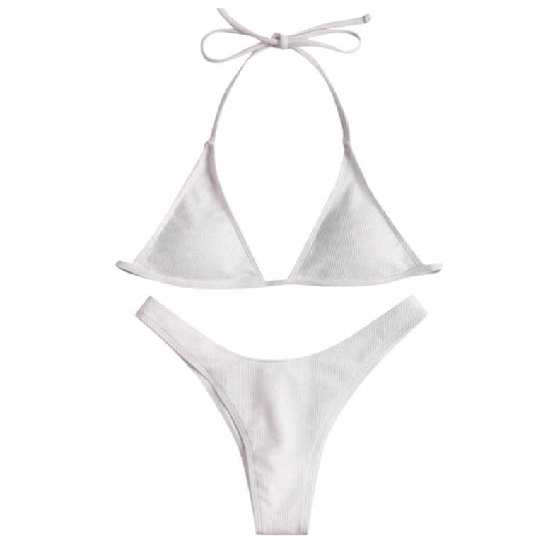 Bikini Set Two Piece Swimsuit White Women S Fashion Swimwear Bikinis Swimsuits On Carousell