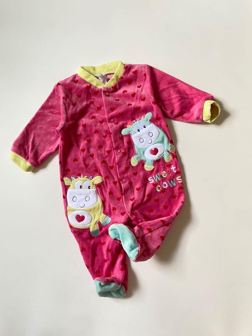 Bn Baby Girl S Romper Bebe Sleep Wear Cute Cow Pinky Infants Sleep Suits All In One 68 80cm Babies Kids Babies Kids Fashion On Carousell