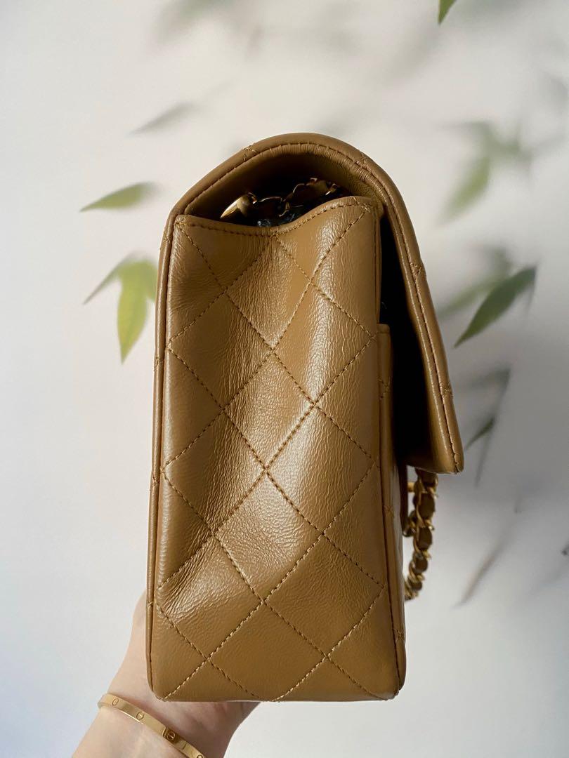 Chanel Caramel Dark Beige Single Flap Bag with 24K Gold Hardware