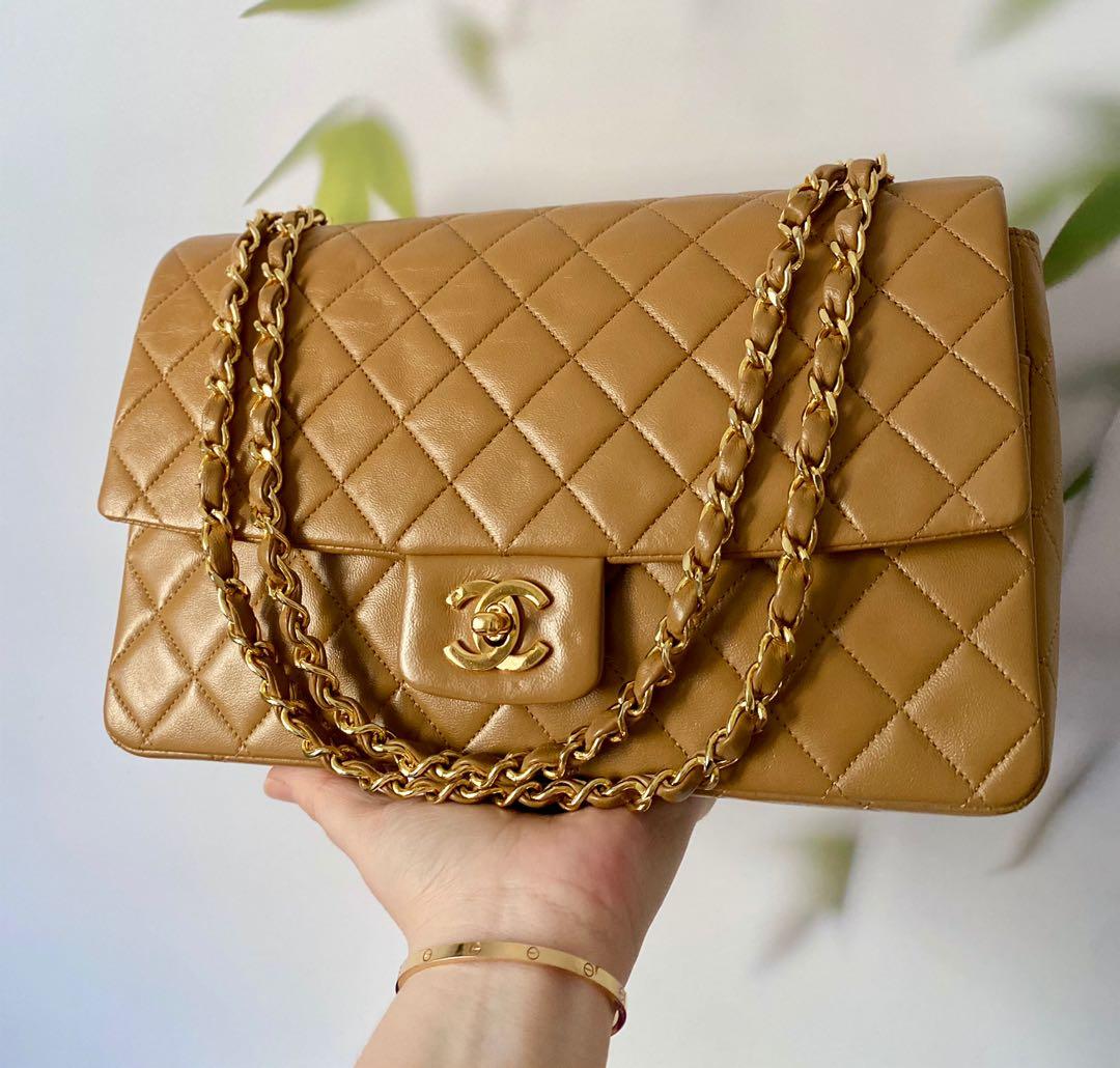 Chanel Caramel Dark Beige Single Flap Bag with 24K Gold Hardware