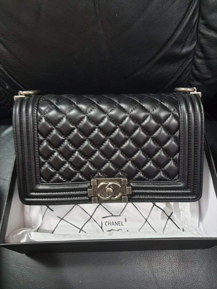 Chanel le top boy silver hardware
