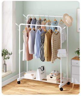 Clothes rack floor simple hanger household bedroom double pole AS1017