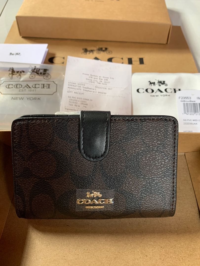 coach wallet dark brown