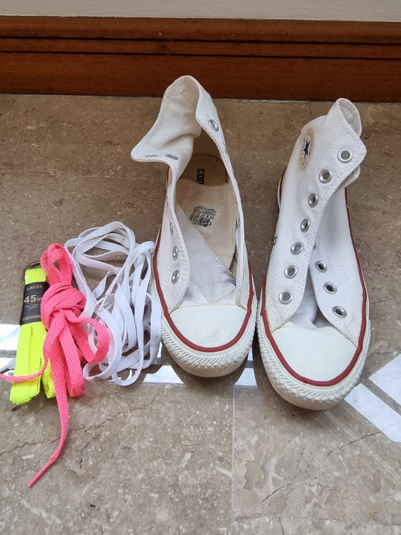 White converse outlet red laces