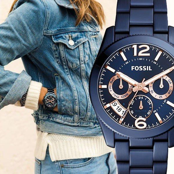 FOSSIL Perfect Boyfriend Navy Blue Dial Ladies Watch ES4093