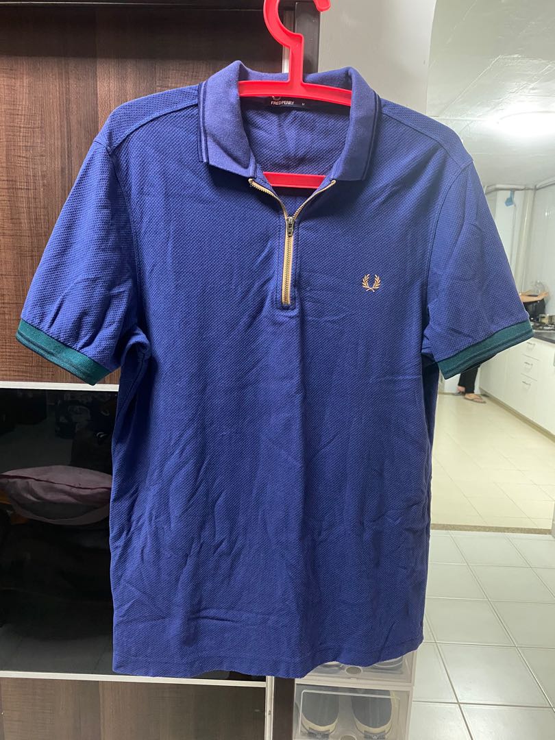 fred perry zip neck polo