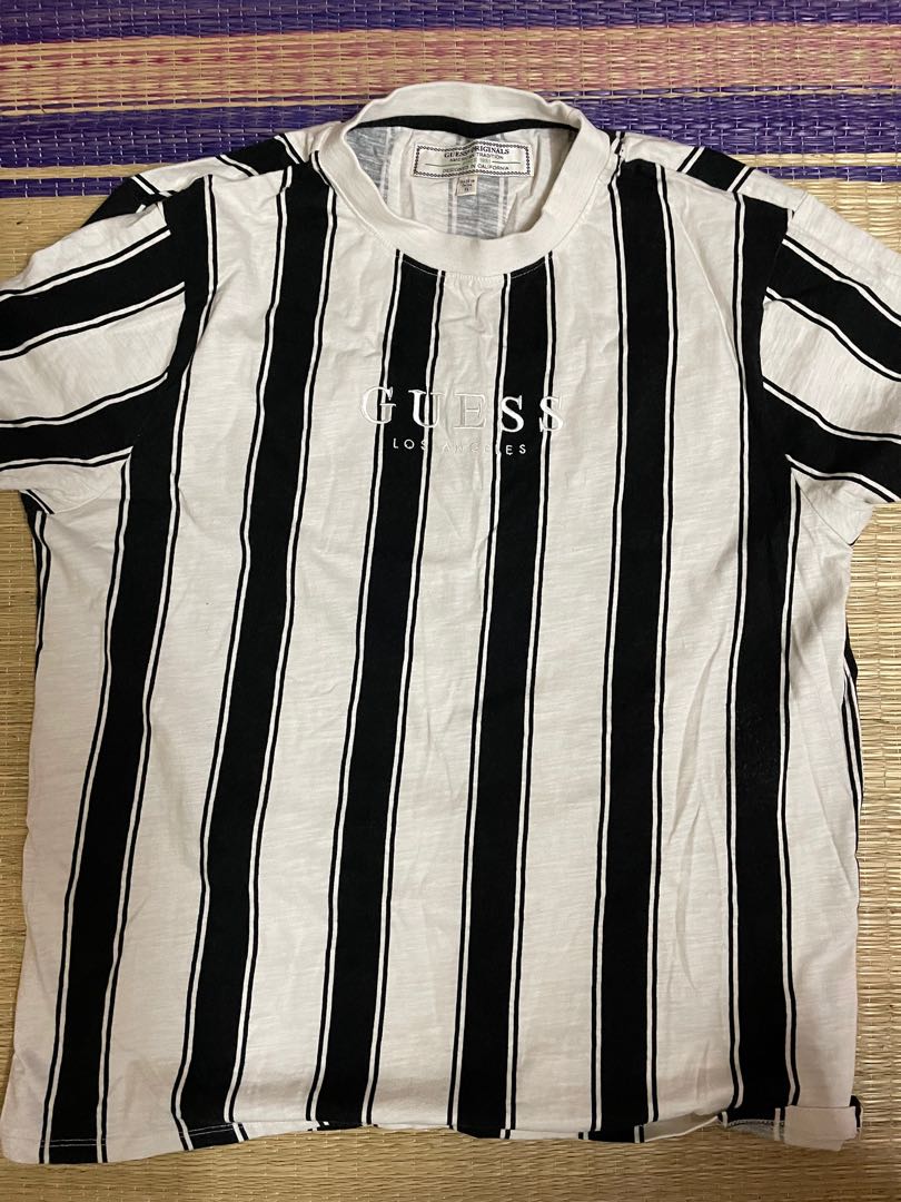 Guess striped tee black and white top