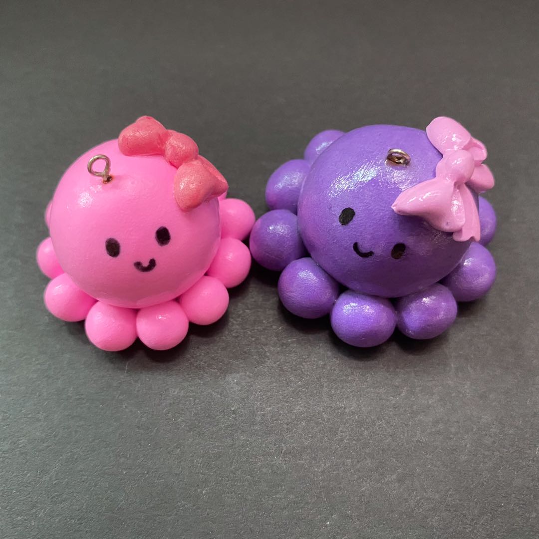 Handmade cute clay Octopus keychain charm Hobbies Toys