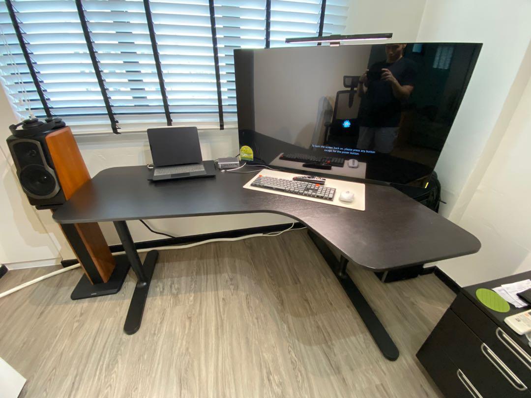 IKEA BEKANT L shape Height Adjustable Table, Furniture & Home Living