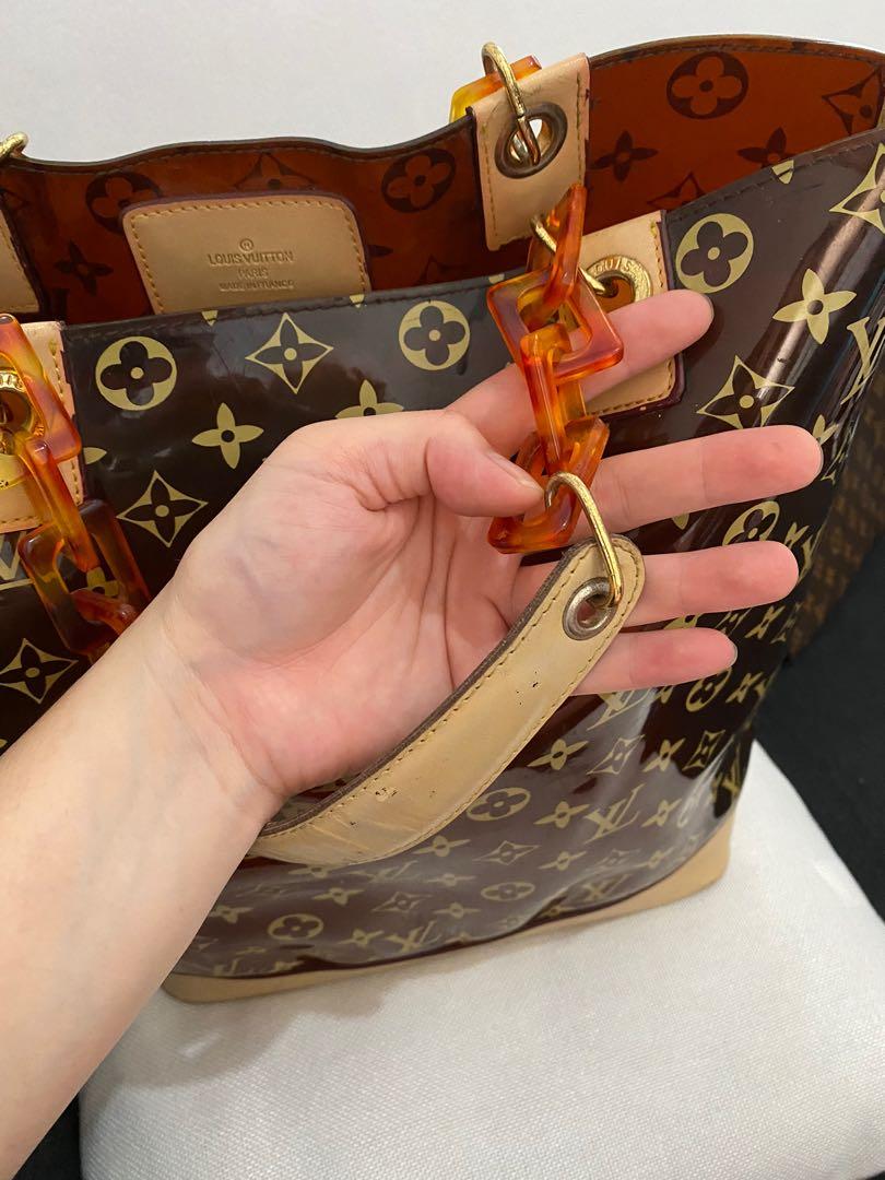 Sold at Auction: LOUIS VUITTON LV MONOGRAM CABAS AMBRE VINYL TOTE LOUIS  VUITTON LV MONOGRAM CABAS AMBRE VINYL, TOTE BAG MEASURES APPROX 13 TALL X  14 WIDE.TORTOISE-SHELL STYLE LINK STRAPS.; NOTE BSAG
