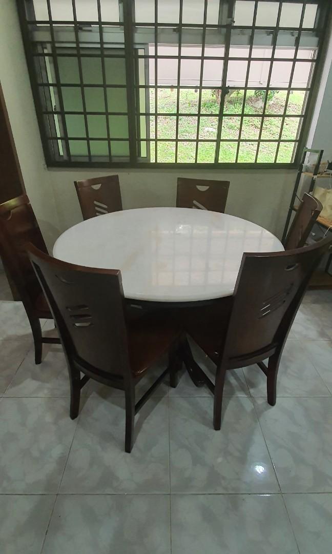 Marbletop Round Dining Table 6 Seater, Round Dining Table 6 Seater