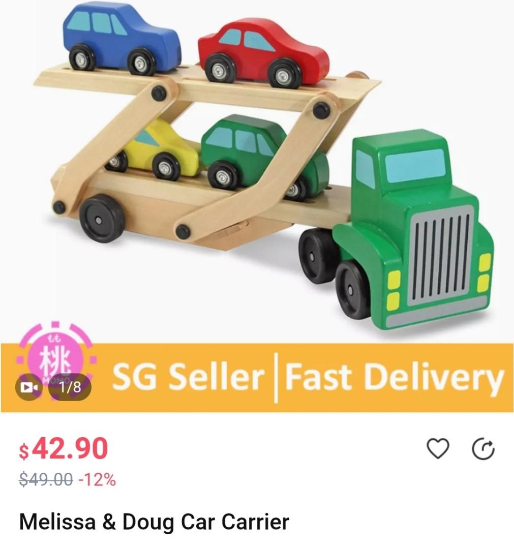 Melissa and doug wooden truck car carrier hotsell