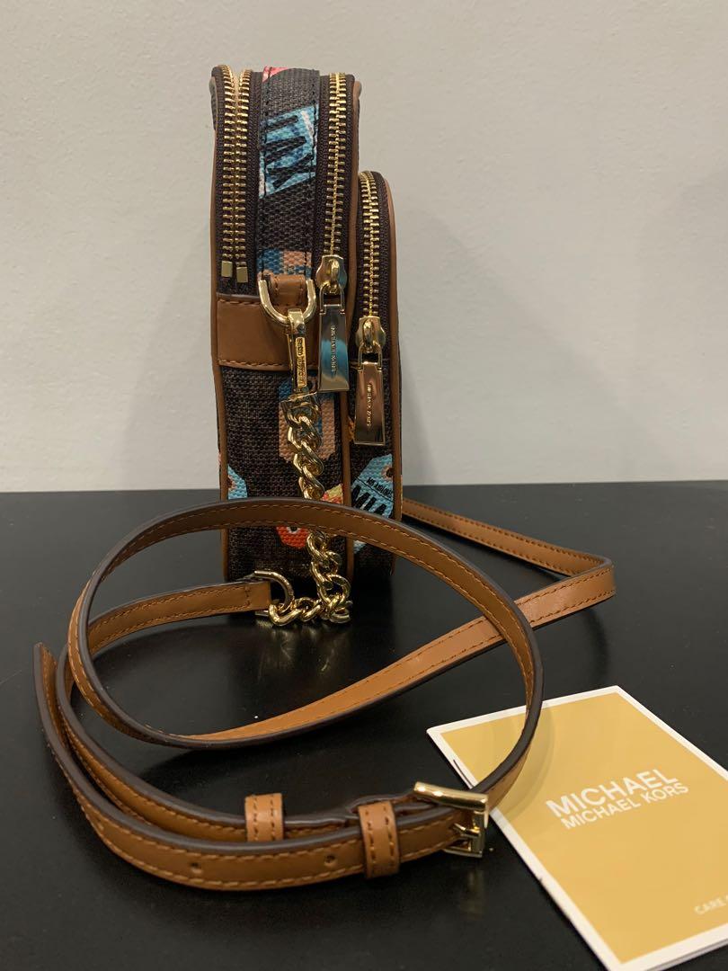 jet set medium printed logo smartphone crossbody bolsa