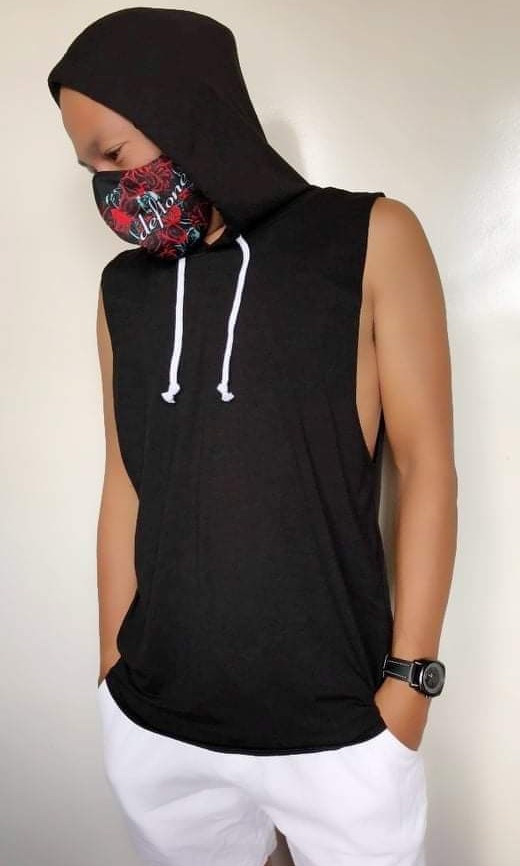 Muscle shirt sales with hood