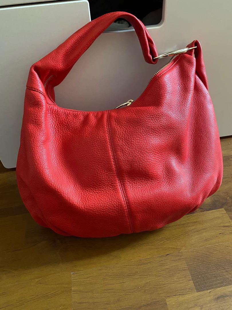 Red leather hotsell hobo handbag