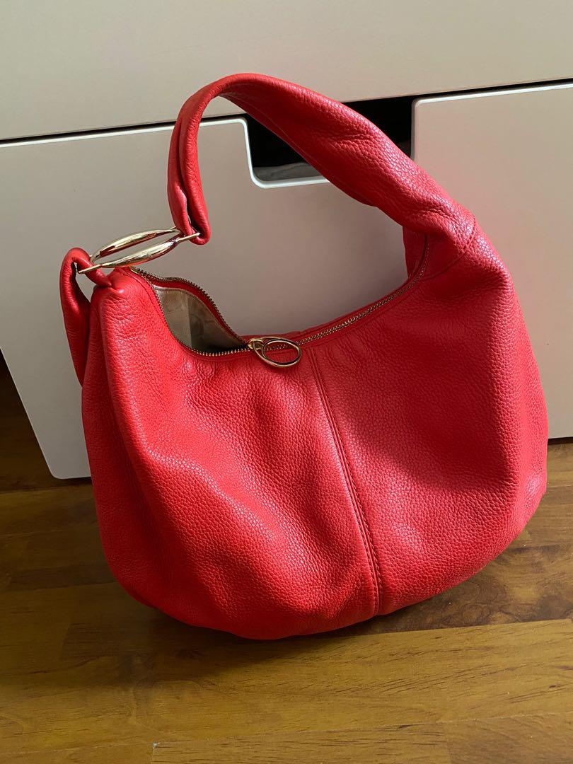 Red leather hobo discount