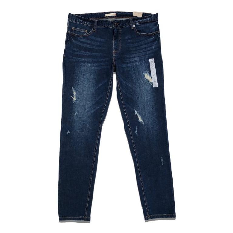Polham Jeans Skinny Fit Tapered Clean Look Wash with Distressed Jeans