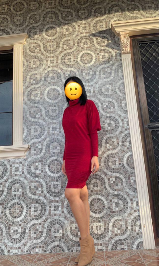 Size Xs Fashion Nova Red Long Sleeves Dress Women S Fashion Dresses Sets Dresses On Carousell