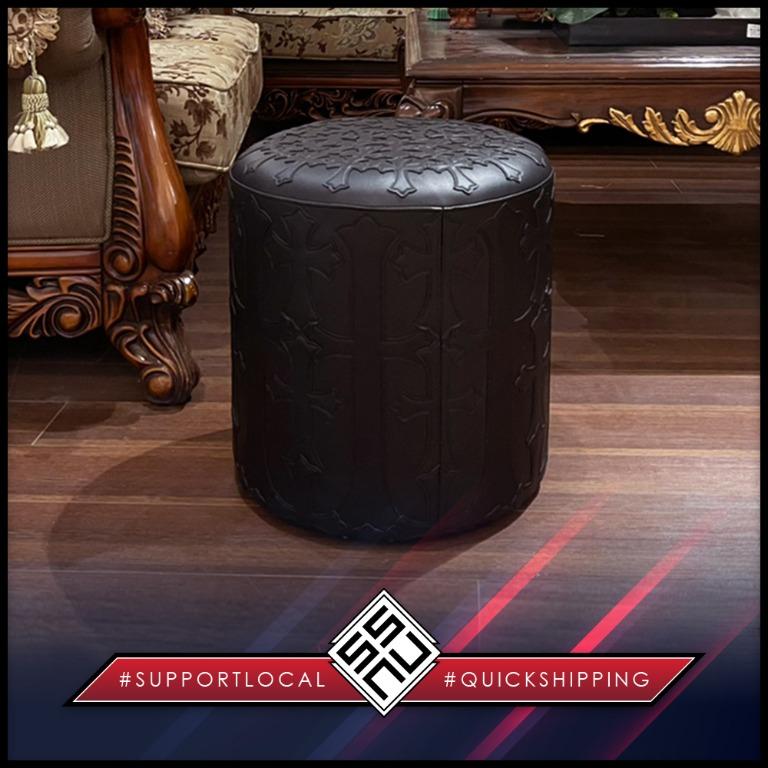 Qoo10 - Chrome Hearts Leather Stool Black Colour Cross Patch Sofa Limited  Edit : Furniture & Deco