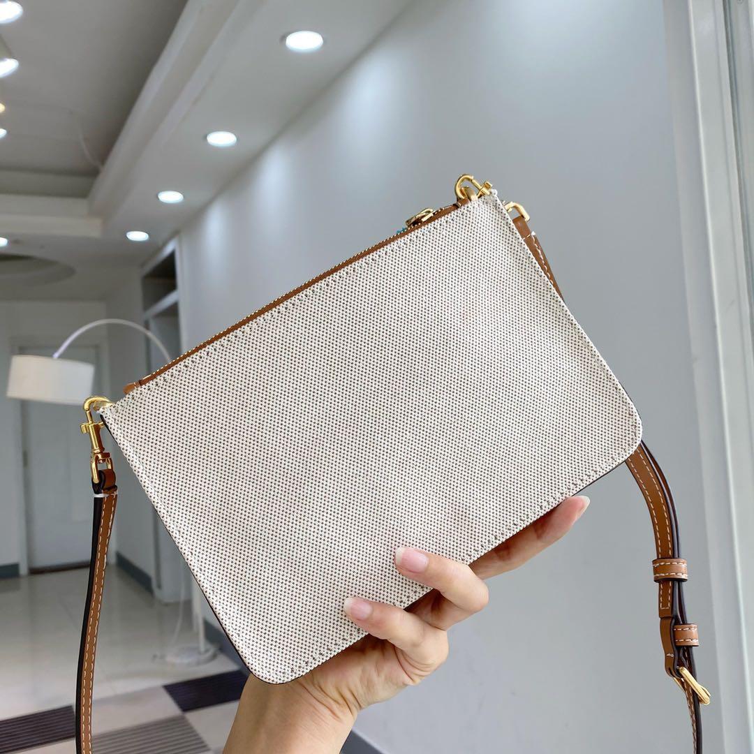 Tory Burch Walker Canvas Double Zip Crossbody, Women's Fashion, Bags