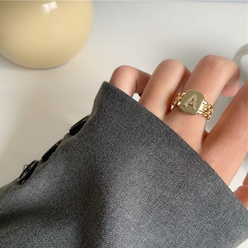 Vintage Diamond Letter Chain Ring, Women's Fashion, Jewelry ...