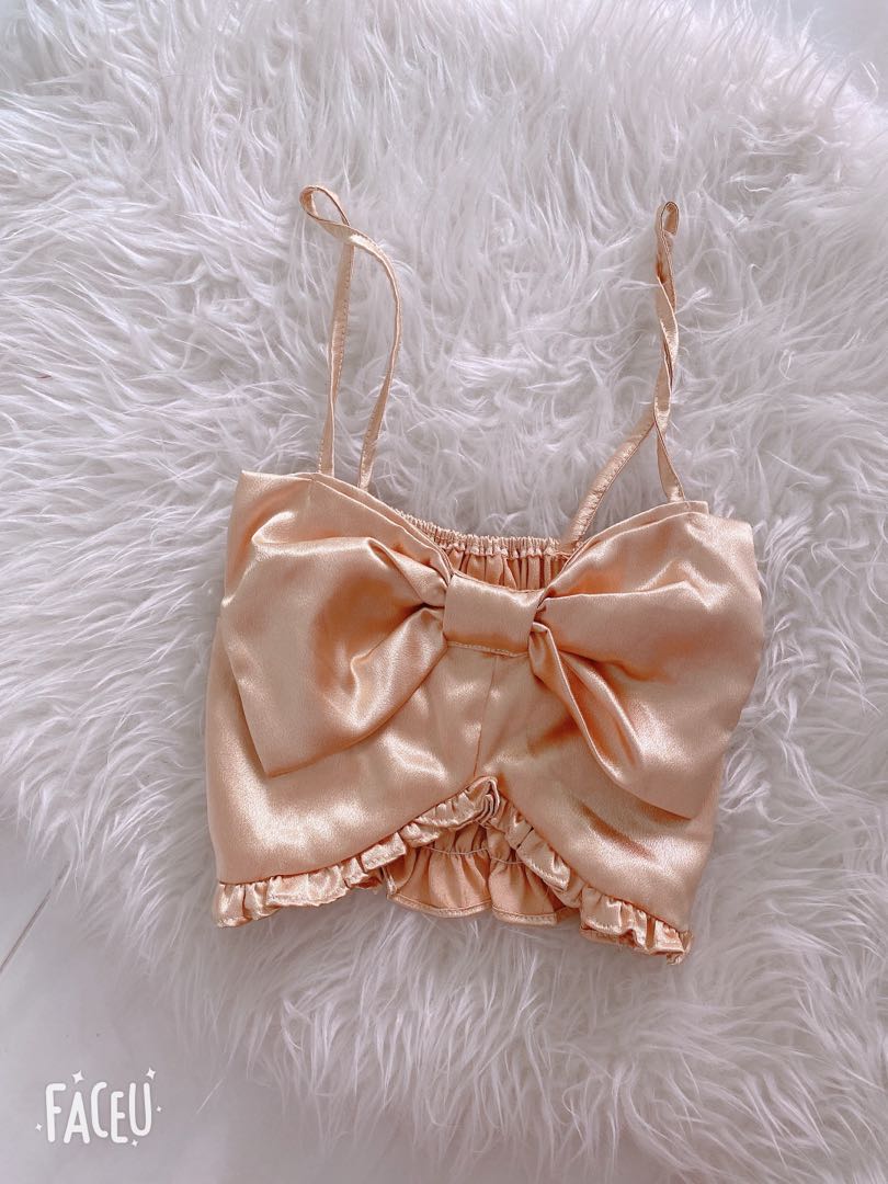 Recycled Satin Boxy Top With Gold Buttons