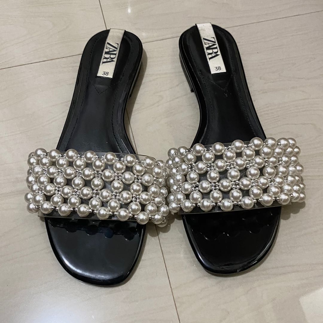 flat pearl bead sandals