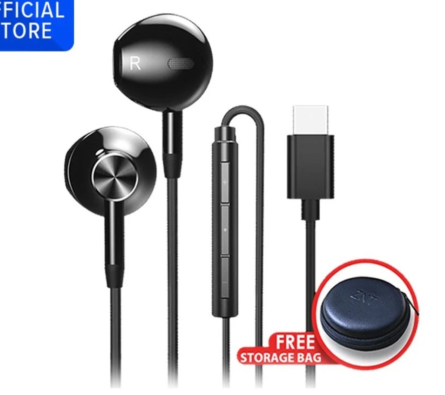 ZNT R669 A Type C Earphone Half in Ear HIFI Sound TPE Wired Earphone