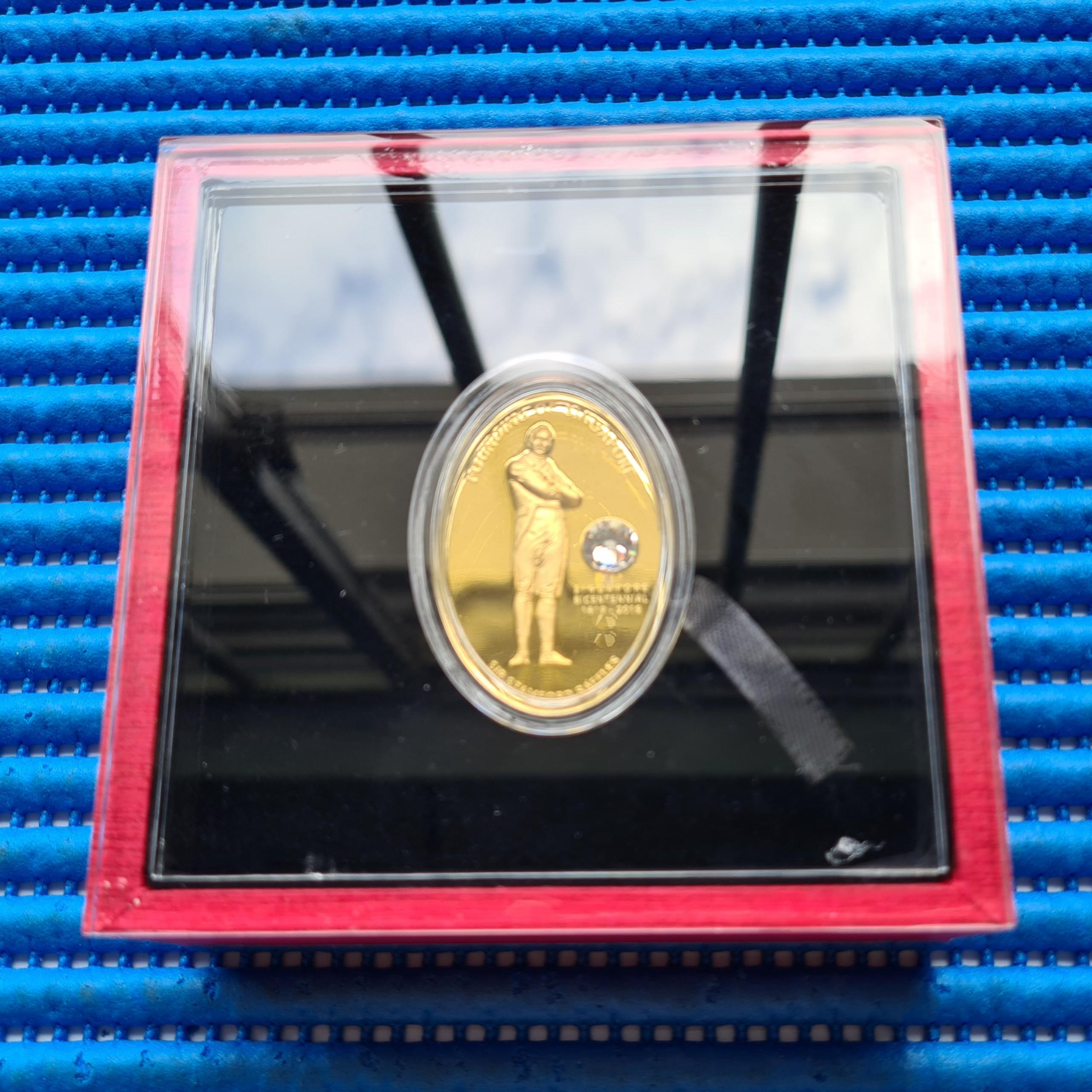 2019 Singapore Bicentennial Sir Stamford Raffles 1/2 oz 999.9 Fine Gold ...