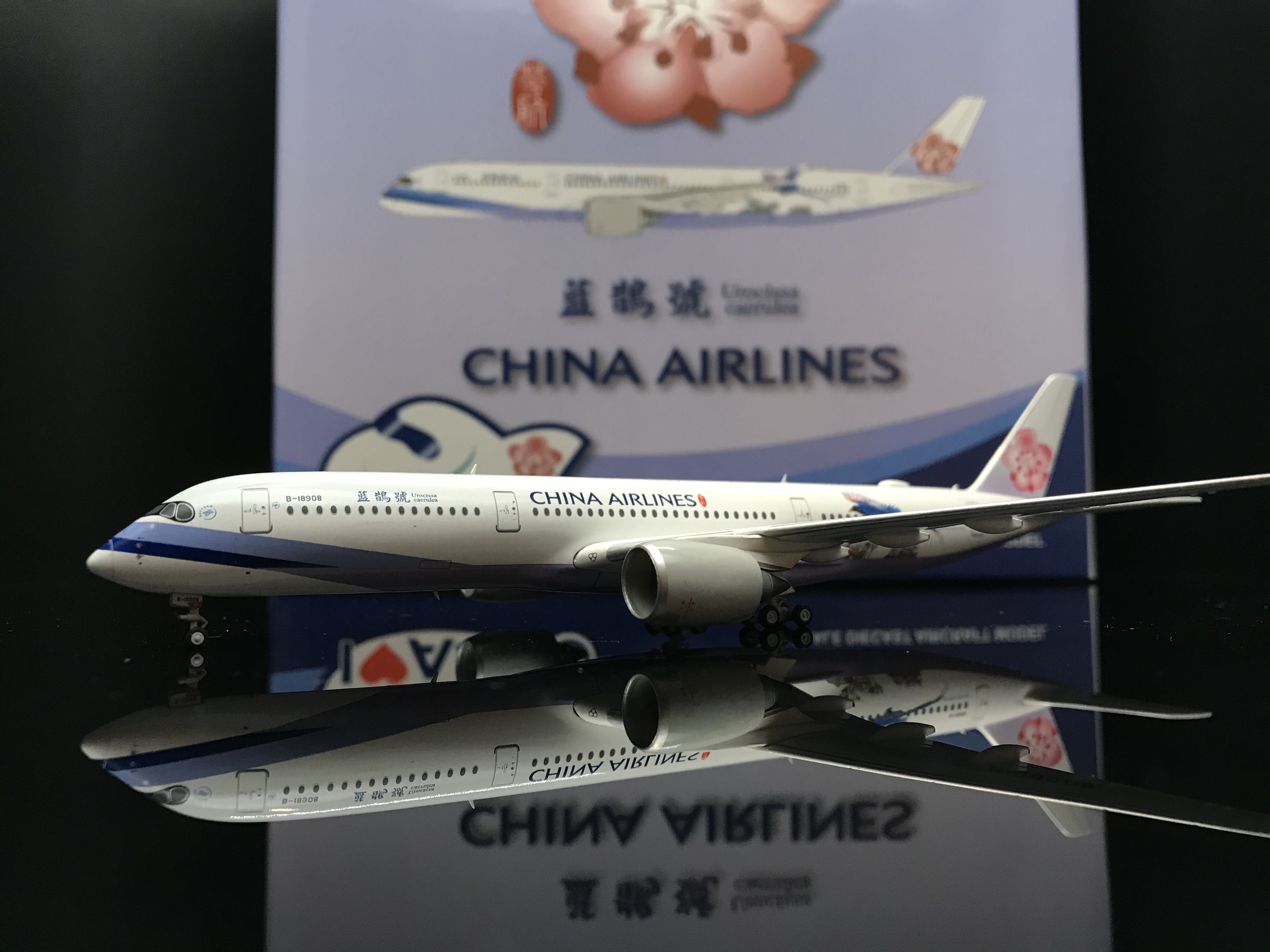 中華航空1:400 China Airlines 藍鵲號A350-900 (全新)，飛機模型 