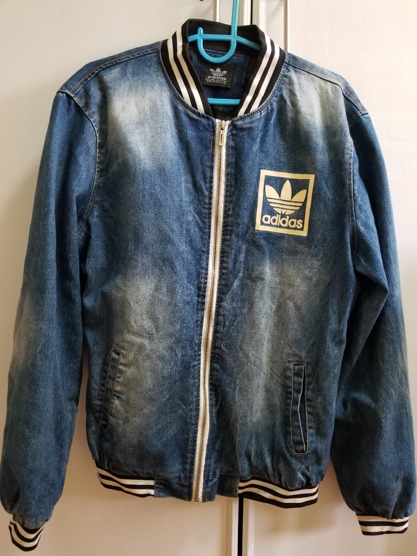 Adidas denim on sale bomber jacket