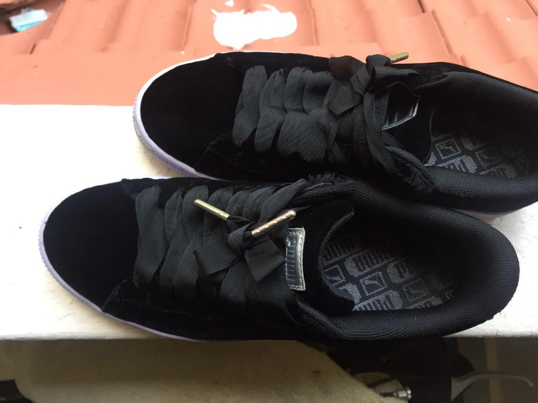 Puma black velvet shoes on sale