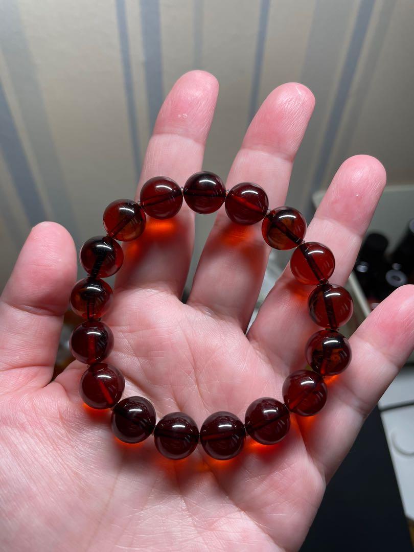 Blood Amber bracelet from Myanmar 11.5mm