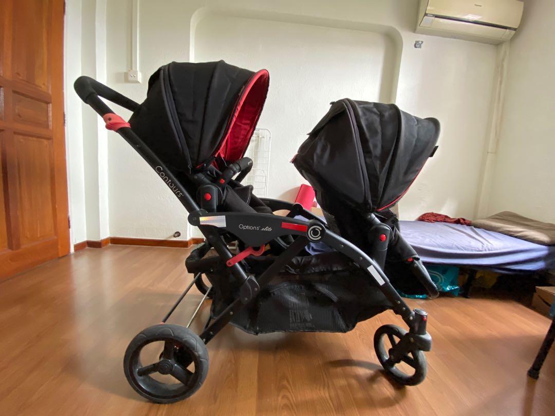 Contours double stroller red and deals black