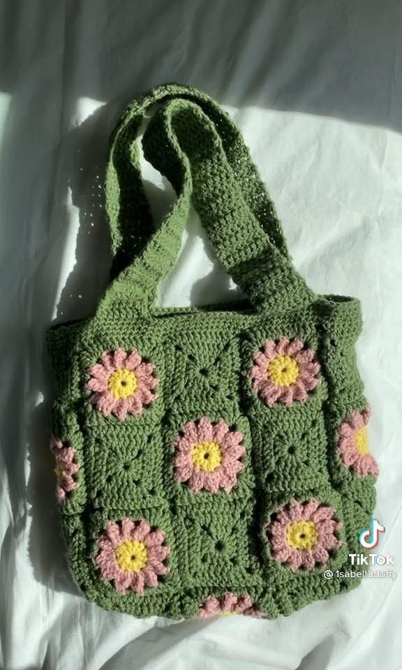 Heart Pattern Crochet Bag, Hollow Out Knitted Tote Bag, Y2k Style
