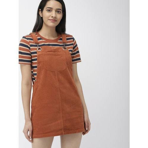 F21 Pinafore Rust Jumper (Category: Jumpsuits) located in Pasay City. Submitted by kmoarse (Listing ID 1094034403, Image 1). Description: 🌹 used once for a company party 🌹bought for P1,400 🌹 still in good condition 🌹rfs: doesn't use it anymore.