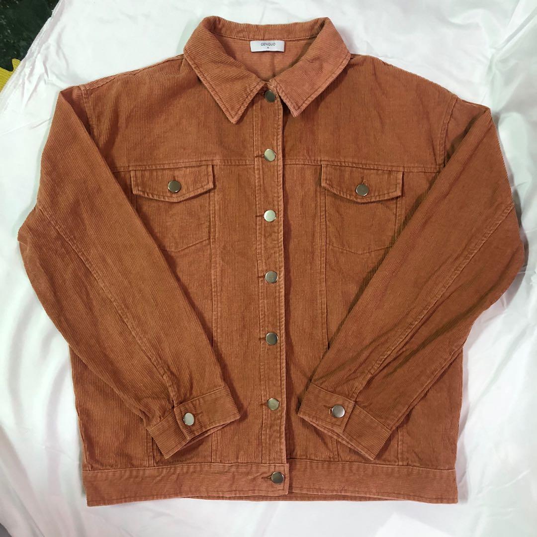 Genquo 燈芯絨外套磚橘色 二手拍 她的時尚 外套在旋轉拍賣