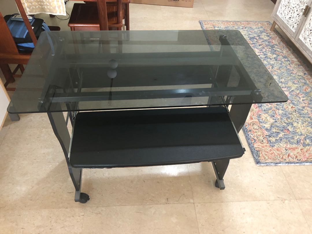 Glass office table , Furniture & Home Living, Furniture, Tables & Sets
