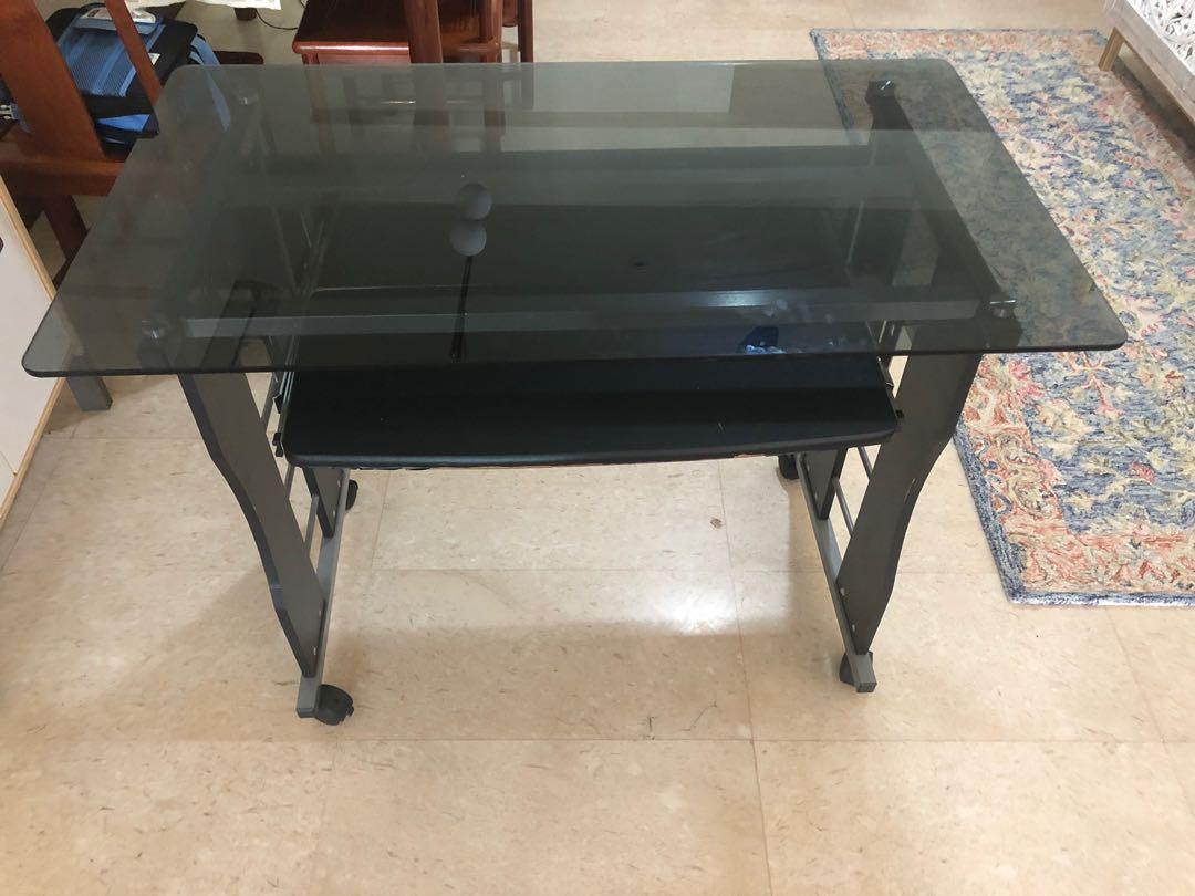 Glass office table , Furniture & Home Living, Furniture, Tables & Sets