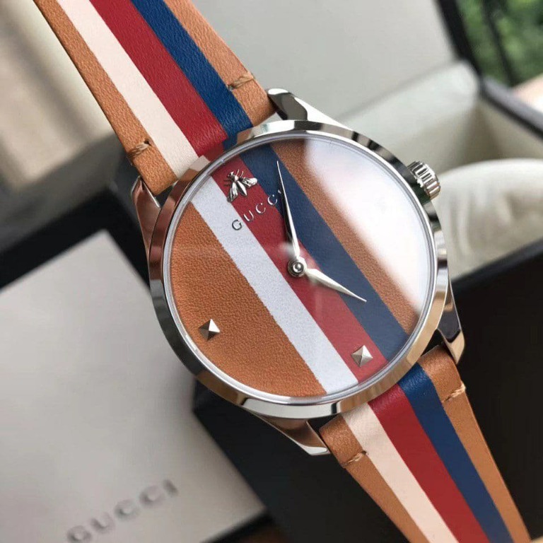 Gucci G Timeless Tan Leather Strap Watch YA1264078 Women s