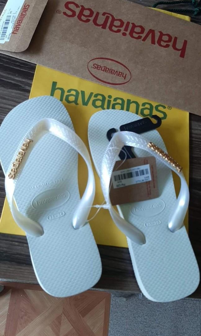 Havaianas Top Metallic Logo White Women s Fashion Footwear
