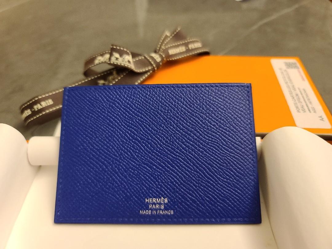 Hermes Les Petits Chevaux Card Holder Leather Blue 1162701