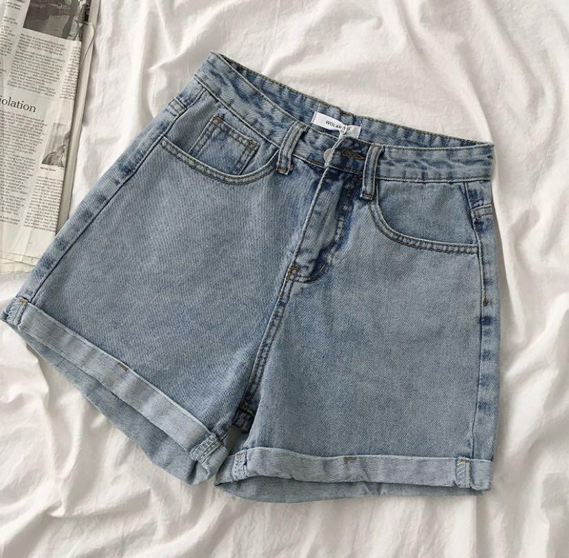 High waisted cuffed shorts clearance